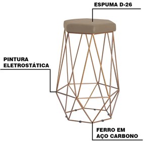 Banqueta Decorativa Rubel Base Gold Suede Cappuccino G41 - Gran Belo