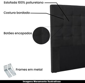 Cabeceira Decorativa Casal 1,40M Tropea Veludo Preto G63 - Gran Belo