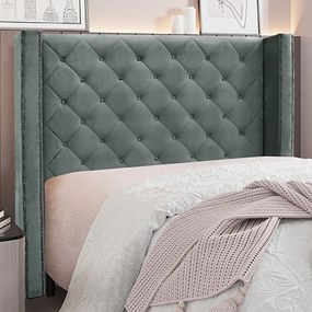 Cabeceira Decorativa King Size 2,19M Loewe Veludo Cinza G63 - Gran Belo
