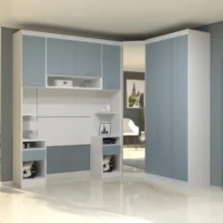 Guarda Roupa Solteiro Modulado CP03 Taiga Branco/Grey L01 - Mpozenato