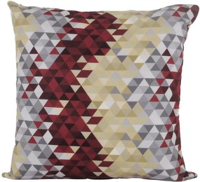 Capa almofada LYON Veludo estampado Triangulos Vermelho 43x43cm
