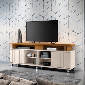Rack para Sala Bancada de TV 70 Pol 180cm Sora 1.8 H01 - D'Rossi - Off White e Cinamomo