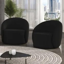 Poltrona Sala Decorativa Redonda Kit 2 Steve Veludo Preto I01  - Mpoze