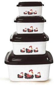 Kit Potes Quadrados Galinhas 4 Peças