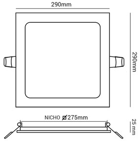 Luminária De Embutir Quadrado 24W 3000K Led Bivolt 30X30X2,5Cm Downlig... (Branco)