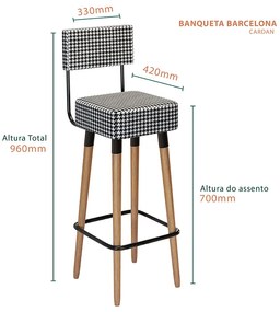 Kit 2 Banquetas Barcelona Pés Palito de Madeira Suede Cardan - Sheep Estofados - Colorido