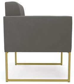Kit 1 Sofá Namoradeira e 1 Poltrona Elisa Suede Base Metálica Industrial Dourado - D'Rossi - Grafite