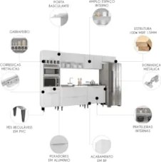 Armário de Cozinha CP06 Com Pia 100cm Pérola Z34 Branco     - Mpozenat