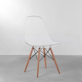 Cadeira Eames Eiffel Base Madeira - Incolor - Cadeira Eames Eiffel Pés em Madeira - Incolor