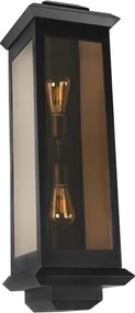 Arandela Vidro Aluminio Preto 78,1X24cm Toscana Trap Duo
