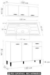 Armário e Balcão com Pia 120cm Classic Damasco/Off White Z46 - Mpozena