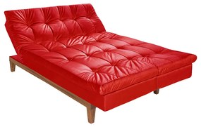 Sofá Cama Reclinável 2 Lugares Change Veludo Vermelho G30 - Gran Belo