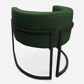 Poltrona Decorativa Base Metal Preta Luna Veludo Verde - Sheep Estofados - Verde escuro