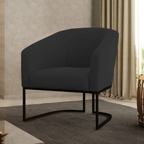 Poltrona Stella Linho Base Industrial Preto D03 - D'Rossi - Preto
