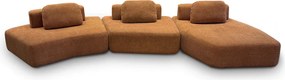 Sofá Ilha Sala de Estar 2 Módulos e Chaise Dakota Encosto Almofadas Soltas Bouclê Rústico Terracota G33 - Gran Belo