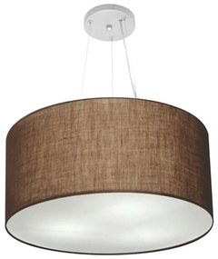 Lustre Pendente Cilíndrico Md-4191 Cúpula em Tecido 55x25cm Café - Bivolt