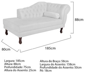 Recamier Diana 185cm Lado Esquerdo Corano Branco - ADJ Decor