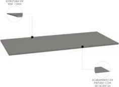 Tampo para Balcão de Cozinha 120cm MDP Lina Z06 Gris - Mpozenato