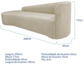 Kit Sofá Curvo França 200cm L.E e 2 Poltronas Luiza Max Conforto, Elegância e Design Moderno Linho