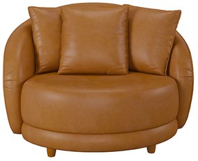 Poltrona Decorativa Base Fixa Galáxia com Almofadas PU Caramelo G45 - Gran Belo