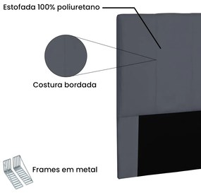 Cabeceira Arizona Para Cama Box King 195 cm Suede Cinza - D'Rossi