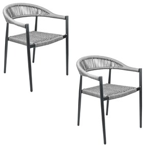 Kit 2 Cadeiras Área Externa de Alumínio Carmy com Corda Naútica Grafite G56 - Gran Belo