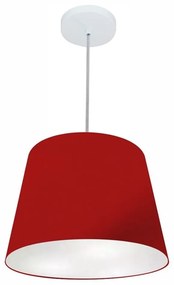 Lustre Pendente Cone Md-4155 Cúpula em Tecido 30/40x30cm Bordo - Bivolt
