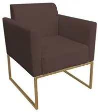 Poltrona Decorativa Base Industrial Dourada Maressa S06 Suede Marrom -