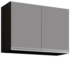 Armário Aéreo de Cozinha Lavanderia 02 Portas Eva 80 cm L06 - D'Rossi - Preto e Cinza