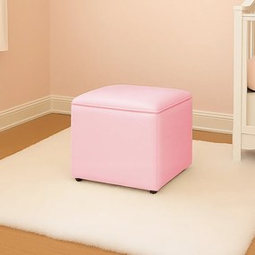 Puff Decorativo Quadrado para Sala Lígia Sintético E03 - D'Rossi - Rosa Bebê