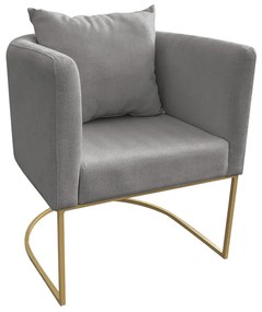 Poltrona Paola Linho Base Metálica Dourado D03 - D'Rossi - Grafite A26