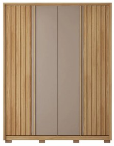 Guarda Roupa Solteiro 178,5cm Bravus 4 Portas de Bater 3 Gavetas  MDP  Buriti/Fendi G11 - Gran Belo