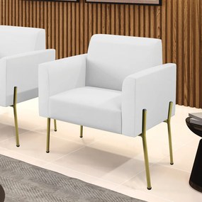 Poltrona Pé de Ferro Dourado para Sala Marisa Corino D03 - D'Rossi - Branco