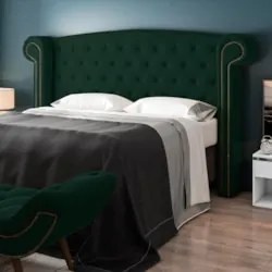 Cabeceira Cama Box Casal Queen 160cm Provença Z37 Veludo Verde Musgo -