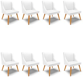 Kit 08 Cadeiras de Jantar Liz Corino Pes Palito Castanho D03 - D'Rossi - Branco