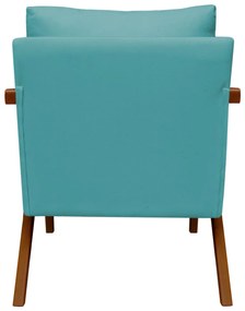 Poltrona Decorativa Amber Base De Madeira Veludo Azul Tiffany