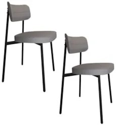 Cadeira de Jantar Estofada Kit 2 Ella M25 Linho Cinza CL - Mpozenato