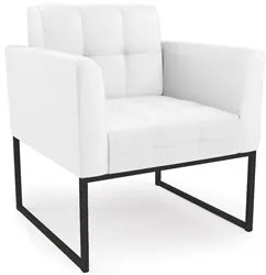 Poltrona Base Industrial Preto Kit 2 Ana Sintético Branco - Ibiza
