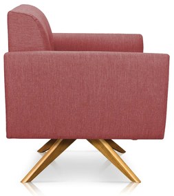 Poltrona Giratória Elisa Linho Whisky Rosê A106 Base Madeira MA30 - D'Rossi