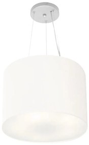 Lustre Pendente Cilíndrico Md-4183 Cúpula em Tecido 40x30cm Branco - Bivolt