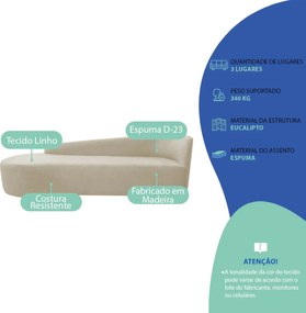 Kit Sofá Curvo França 220cm L.E e Poltrona Luiza Max Conforto, Elegância e Design Moderno Linho