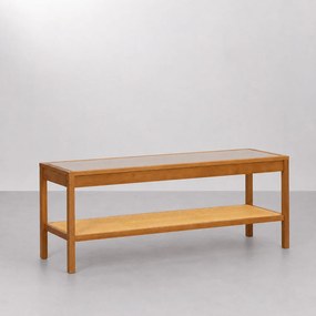 Rack Zia de Vidro e Palha Natural Canela - 1,30m
