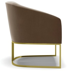 Poltrona Decorativa Industrial Dourado kit 2 Stella Suede D03 - D'Rossi - Marrom