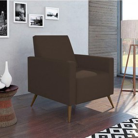 Poltrona Decorativa Amamentação Gabi Pé Palito Suede Marrom