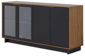Buffet Aparador Decorativo 160cm Gunga Noce/Preto G73 - Gran Belo