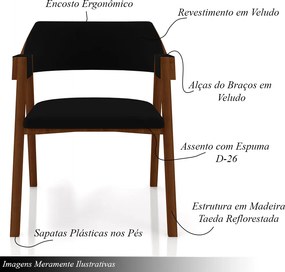 Cadeira Sala de Jantar e Jogos Carteados Madeira Maciça Poker Veludo Preto/Imbuia G42 - Gran Belo