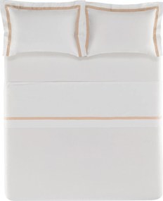 Jogo de Cama Trussardi Cetim 300 Fios Vercelli - Branco e Rosa Pétali  King