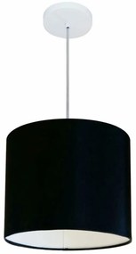Lustre Pendente Cilíndrico Md-4143 Cúpula em Tecido 35x25cm Preto - Bivolt