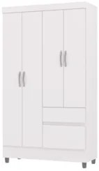 Guarda Roupa Solteiro 103cm 4 Portas Mayra Flex Branco V02 - Mpozenato