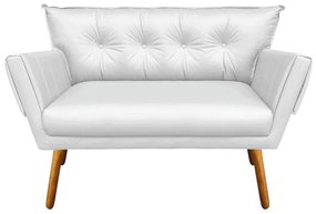 Kit 01 Namoradeira e 02 Poltronas Anitta Corino Pés Palito Castanho D03 - D'Rossi - Branco